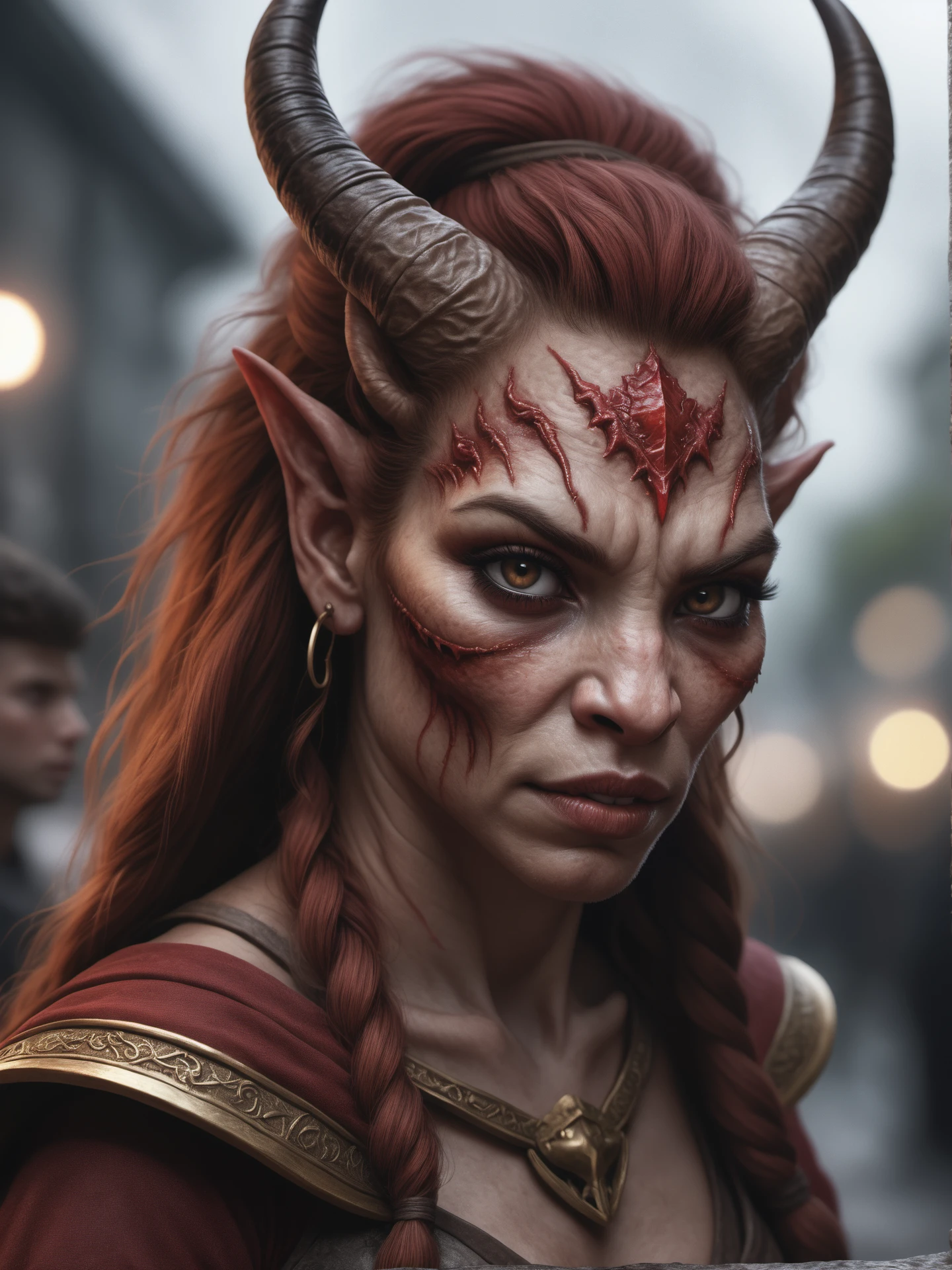 Long exposure photo of a tiefling_demon_woman, 20 years old, closeup, awardwinning, amazing details, best quality, ((red skin color)) . Blurred motion, streaks of light, surreal, dreamy, ghosting effect, highly detailed, detailed, realistic, 8k uhd, high quality