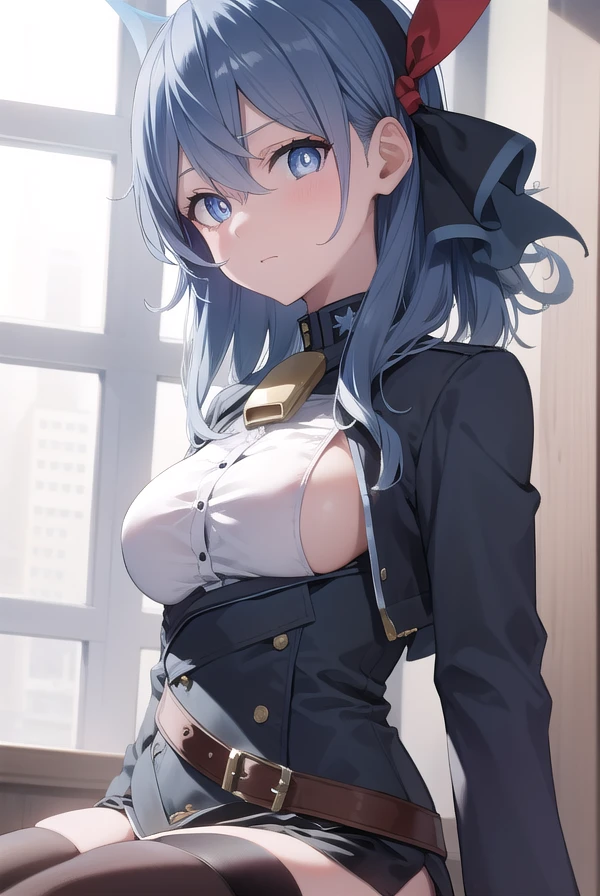 bluearchiveako, <lora:bluearchiveako-lora-nochekaiser:1>,
ako, blue eyes, blue hair, hair between eyes, halo, medium hair, sidelocks,
BREAK bell, belt collar, black gloves, black skirt, black thighhighs, garter straps, gloves, hairband, long sleeves, miniskirt, neck bell, pencil skirt, sideboob, skirt, thighhighs, zettai ryouiki,
BREAK looking at viewer,
BREAK indoors, classroom,
BREAK <lyco:GoodHands-beta2:1>, (masterpiece:1.2), best quality, high resolution, unity 8k wallpaper, (illustration:0.8), (beautiful detailed eyes:1.6), extremely detailed face, perfect lighting, extremely detailed CG, (perfect hands, perfect anatomy),