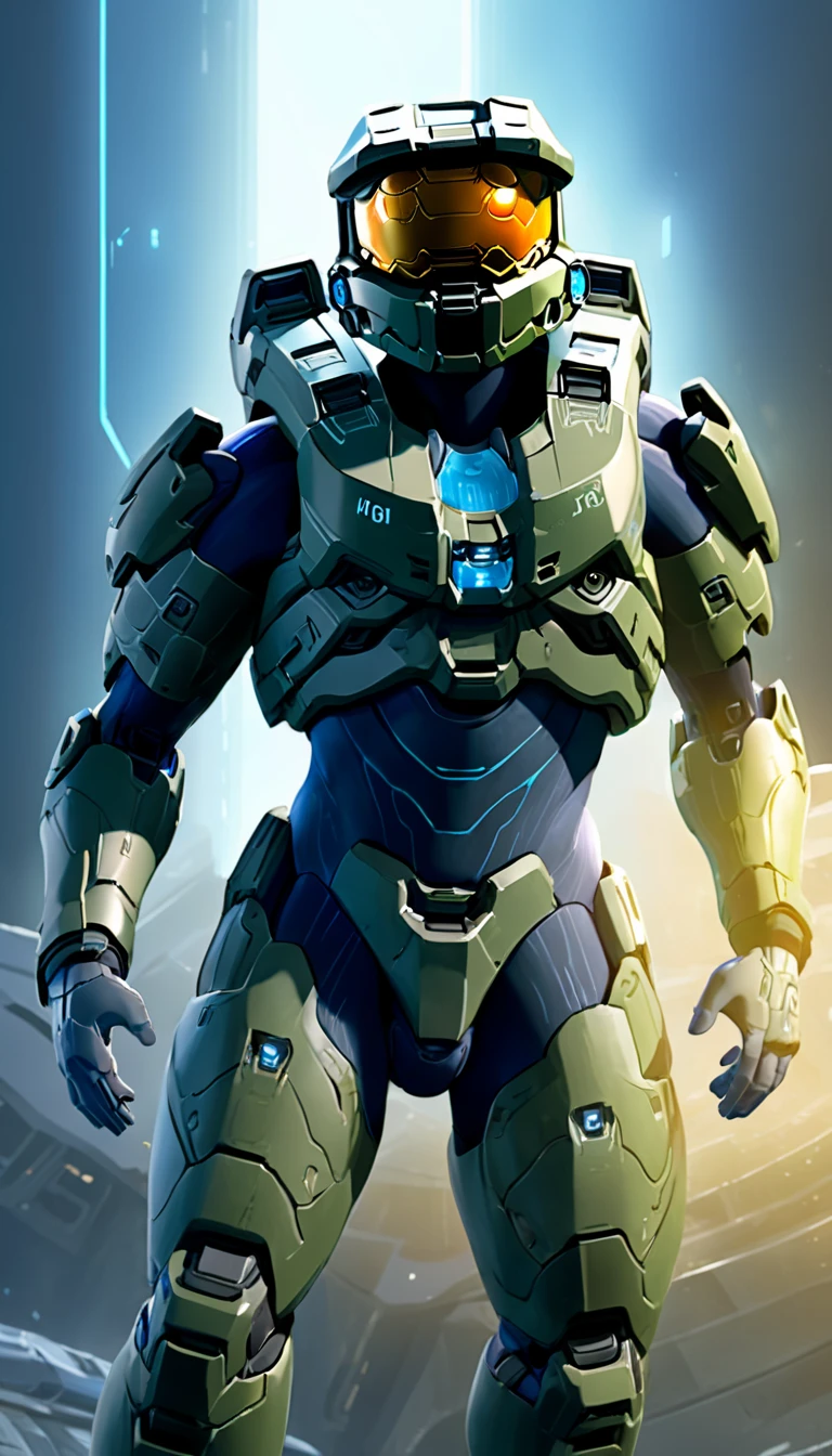 Cinematic scene, hero view, hologram AI Cortana and Master Chief on Halo <lora:cortana_xl_v3:1>, action pose, detailed background, masterpiece, best quality, high quality, absurdres