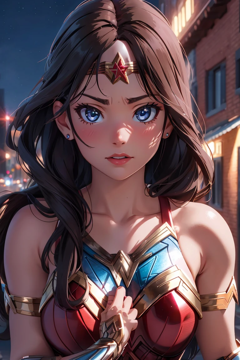 wonder woman,Photorealistic,night lighting ,highly detailed, 8k, beautiful ,perfect face,