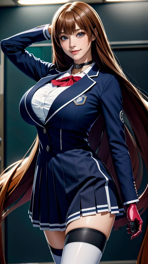 1girl, ********, Kokawa_Asuka, (school uniform:1.2), (long_hair, hime cut, huge breast:1.1),
(masterpiece, high quality, best quality, 4k, 8K, 16K, highres, absurdres:1.2),
(mechanical_legs, mechanical_arms, smile:0.9), choker <lora:KokawaAsuka_R&A:0.6>