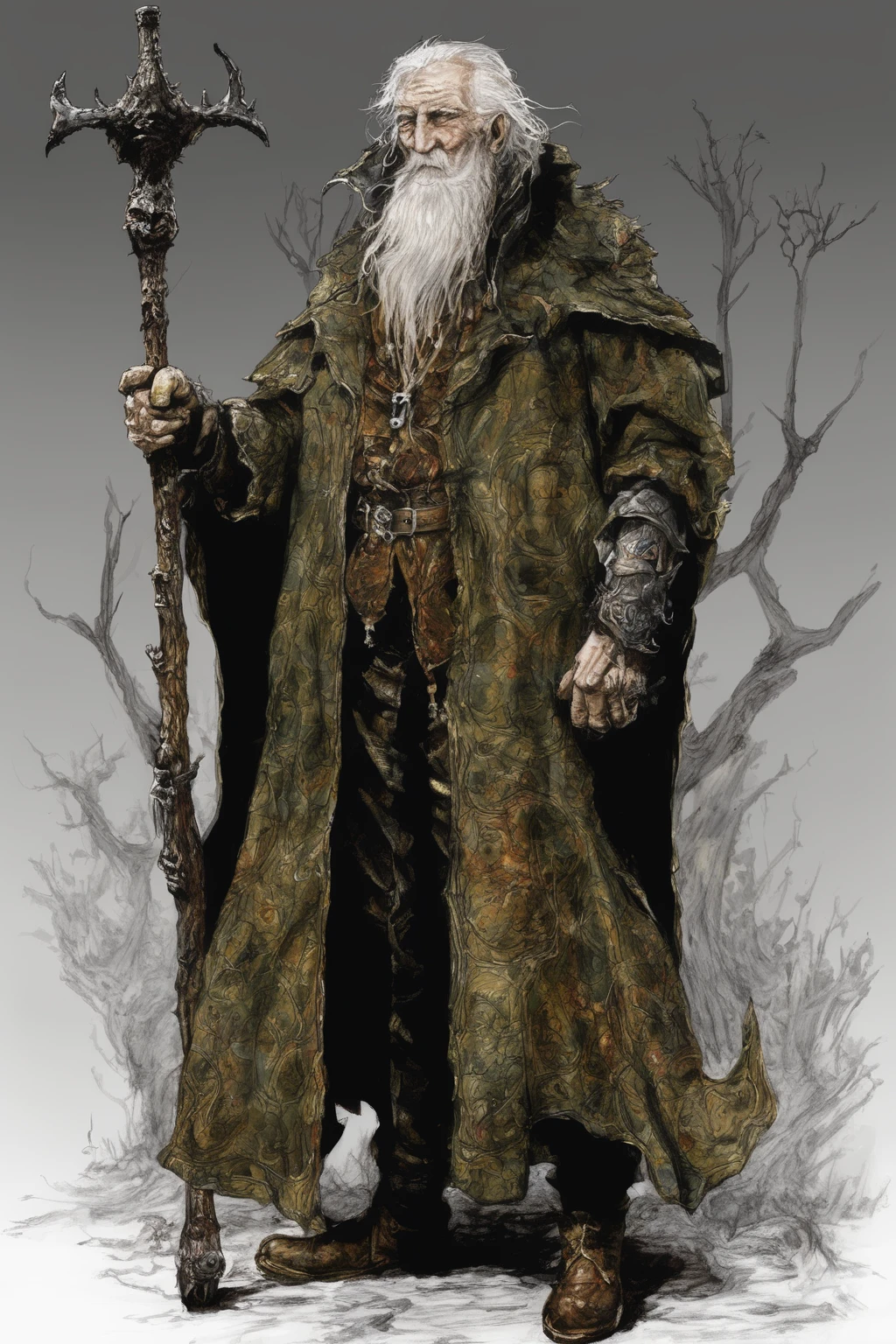 John Blanche Style - Gehrman, the First Hunter - Gehrman is a mysterious old man who serves as a mentor to the Hunter. He is the creator of the Hunter's Dream, a surreal world that serves as a safe haven for the Hunter between their battles with the game's many enemies, Bloodborne,