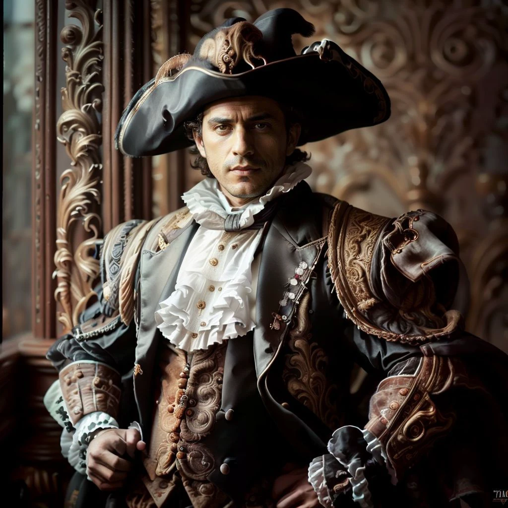 professional photography, portrait of deibygarcia person, still film, high resolution, 4k, photo by Sacha Goldberger, <lora:deibygarcia_40050:1> <lora:baroqueAI:1>