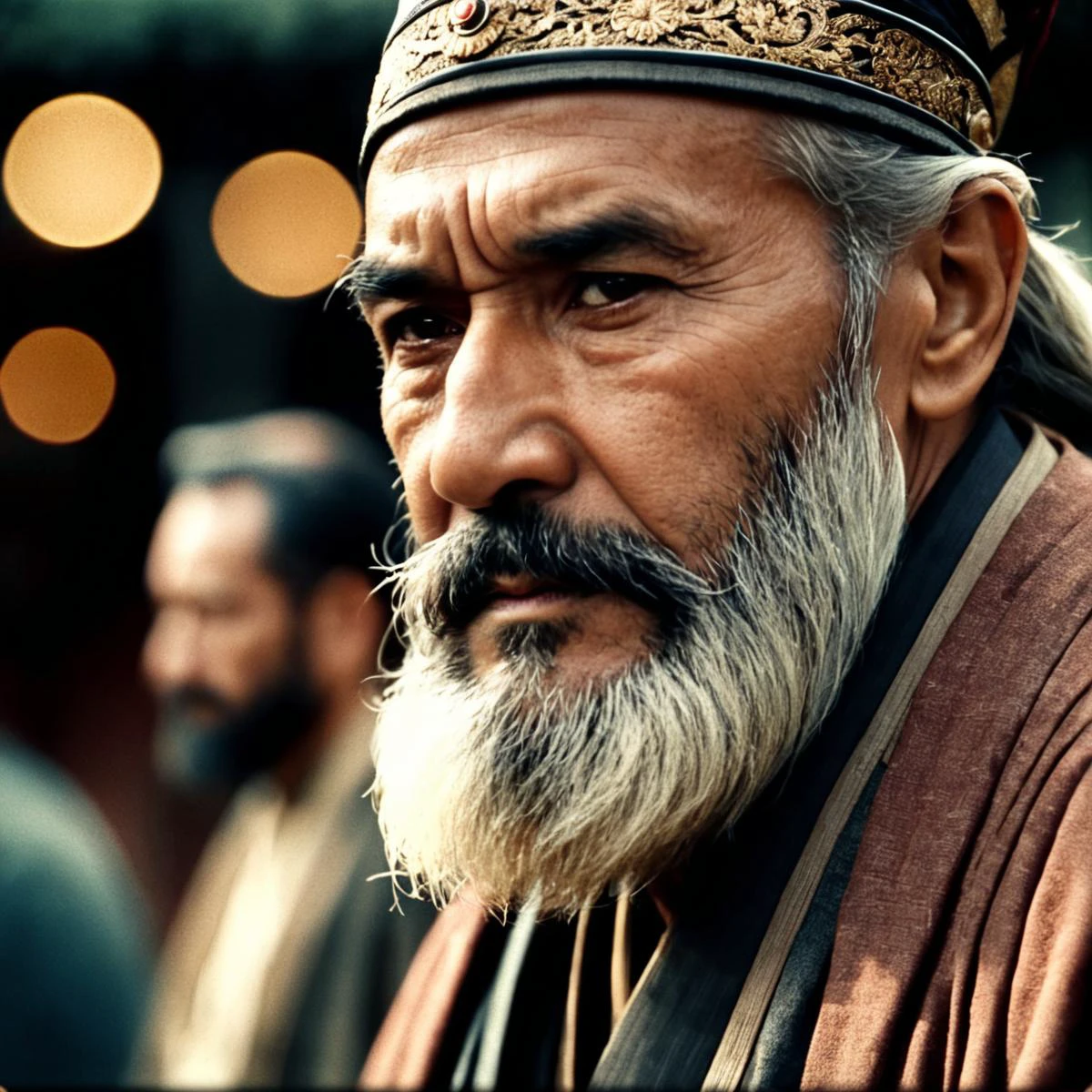 cinematic film still analog film photo old man, sad, long beard, masterpiece, best quality, dynamic pos, ultra detailed, (samurai_clothing) . faded film, desaturated, 35mm photo, grainy, vignette, vintage, Kodachrome, Lomography, stained, highly detailed, found footage . shallow depth of field, vignette, highly detailed, high budget, bokeh, cinemascope, moody, epic, gorgeous, film grain, grainy