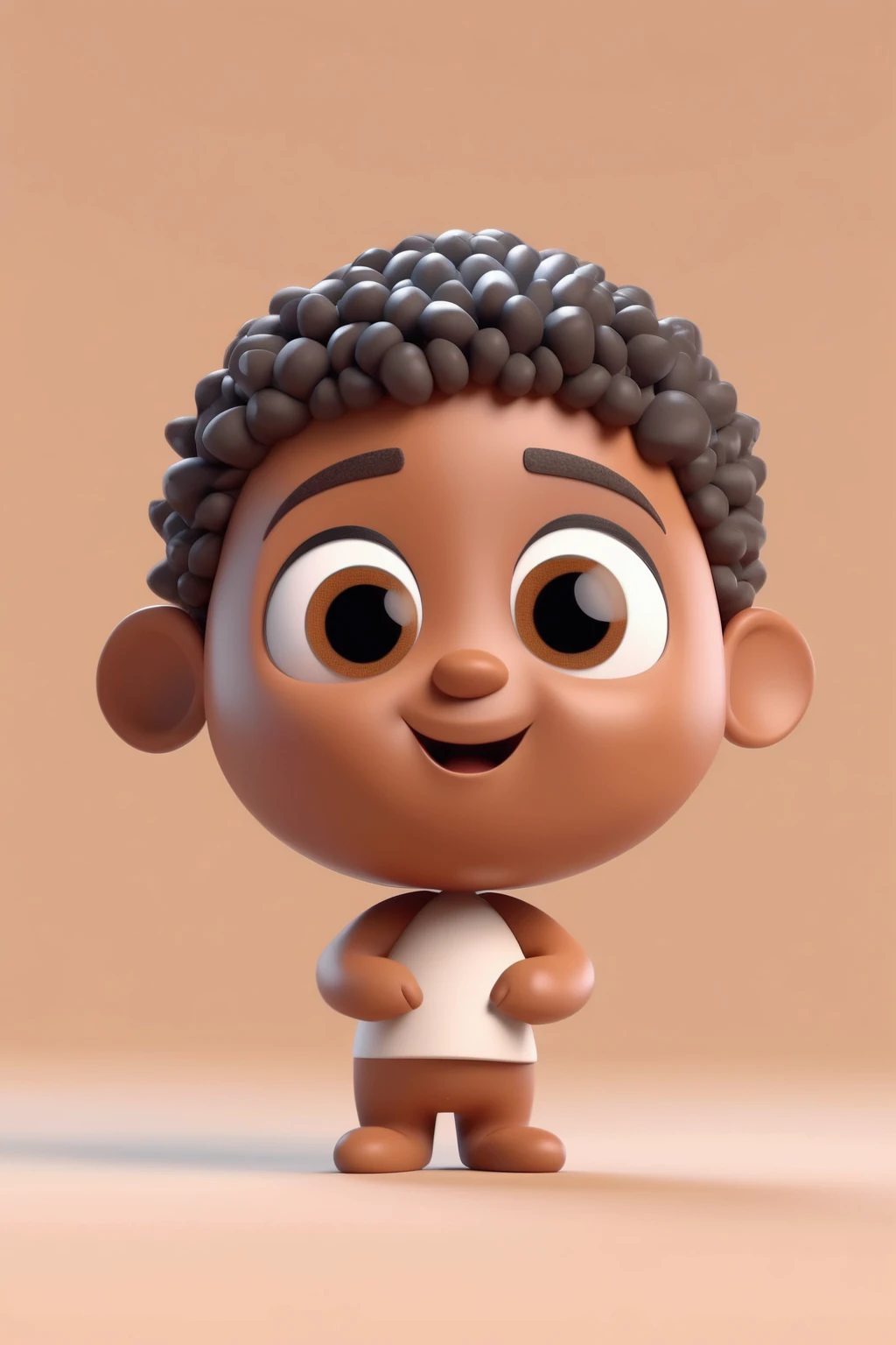 <lora:Clay Animation:1>Clay Animation - precious, tiny 3D render featuring captivating oval-shaped black eyes, light brown skin, and a pure white background. Pay attention to the intricate details and textures to create an irresistibly cute and charming character