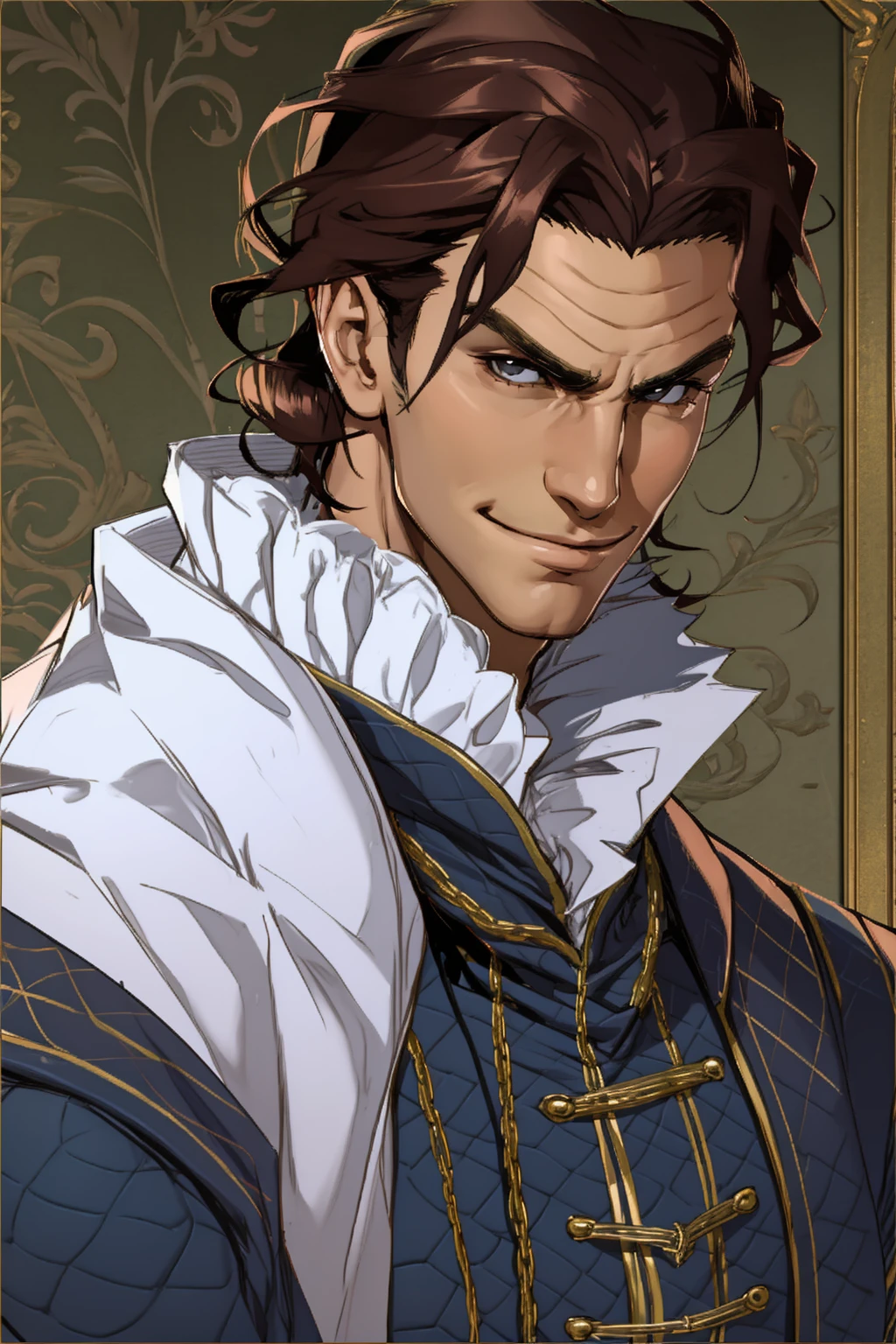 RaphaelDBG, 1boy, smirk, handsome face <lora:RaphaelDBG:0.7>