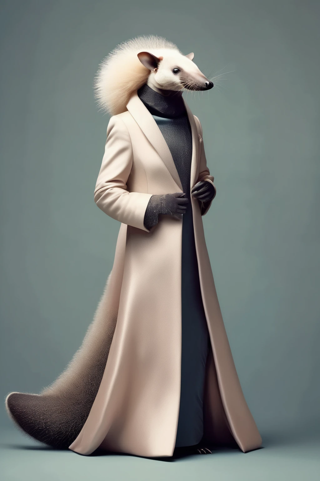 <lora:Dressed animals:1>Dressed animals - elegant anteater, High - fashion, poster - like, Astronaut modeling a sophisticated gown