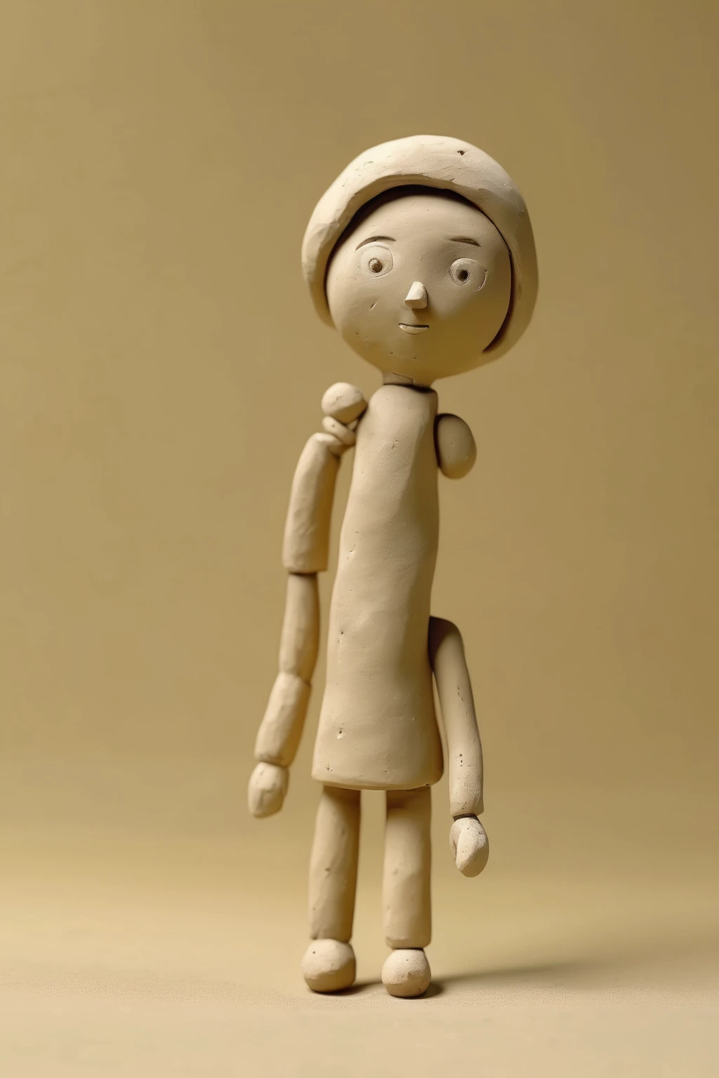 <lora:Clay Animation:1>Clay Animation - Photo of a Artist doll made of clay. Bright background in one color. space to the left. Bright & simple image that could be used in textbooks. 3dcg. Refreshing image.
