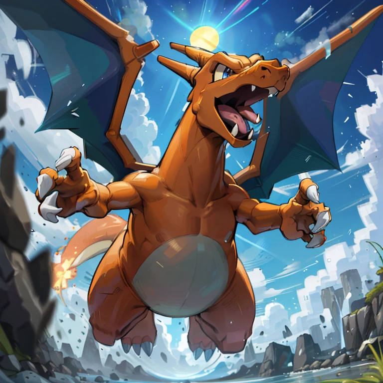 Charizard, male,back view, fat ass, squishy cheeks , ((anal vore with pokeballs)) ,Charizard inserted his own pokeball into his anus, solo