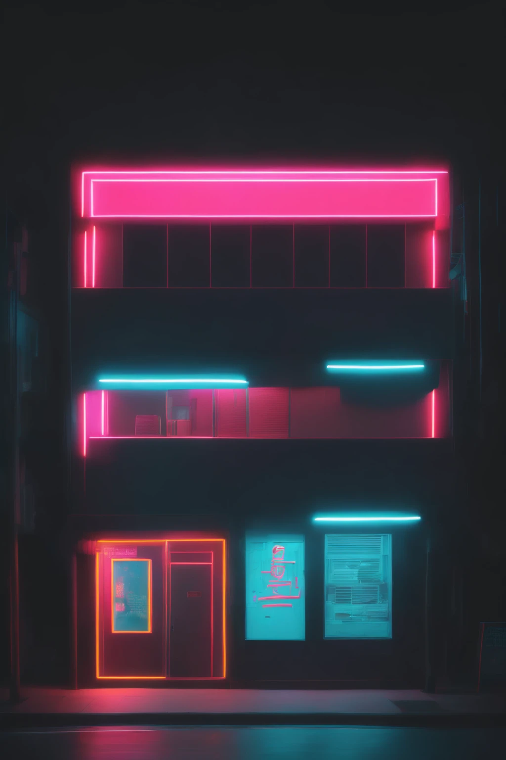 <lora:Neon Night:1>Neon Night - a building with neon lights on the front of it