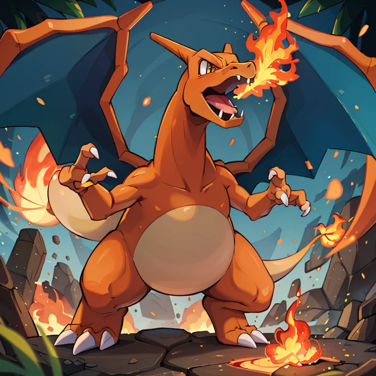 ((masterpiece,best quality)), absurdres,
award winning photo,
Charizard_Pokemon, flame-tipped tail, two wings,
breathing_fire, burning, tropical jungle,, day, embers, explosion, fire,, flame,, no_humans, ocean, open_mouth, pokemon_\(creature\),
<lora:Charizard_Pokemon:0.8>