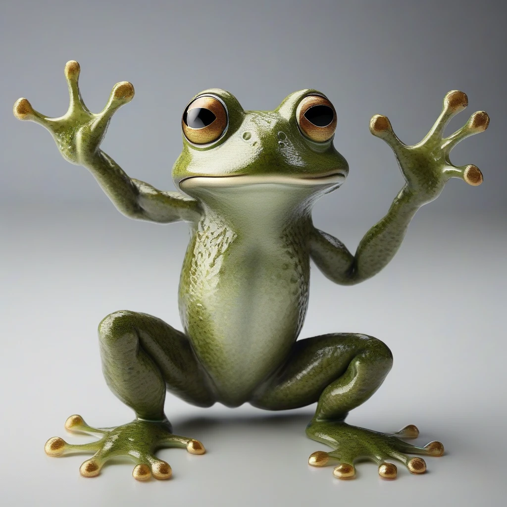 Frog, (solidifying:1.61), very detailed, intricate, product shot, photograph, studio lighting, concept art, isolated, neutral background, neutral surroundings