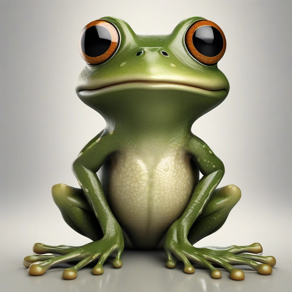 Frog, (solidifying:1.61), very detailed, intricate, product shot, photograph, studio lighting, concept art, isolated, neutral background, neutral surroundings