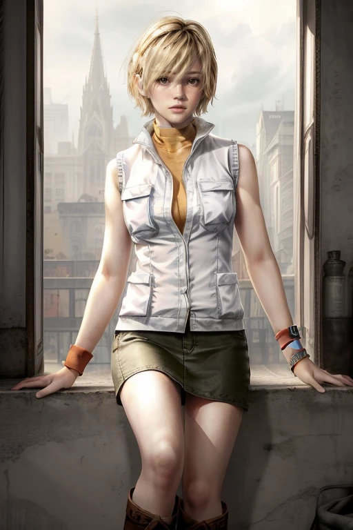 HeatherM, 1girl, solo, skirt, blonde hair, boots, miniskirt, wristband, short hair, sleeveless, pencil skirt, realistic, shirt, vest
<lora:HeatherM:0.7>, <lora:add_detail:0.7>, <lora:epi_noiseoffset2:1>