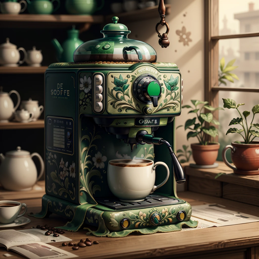 masterpiece, absurdres, extremely detailed, <lora:Madeofwaterai:0.6>, madeofwaterai, blue water, coffee machine, day, volumetric lighting,