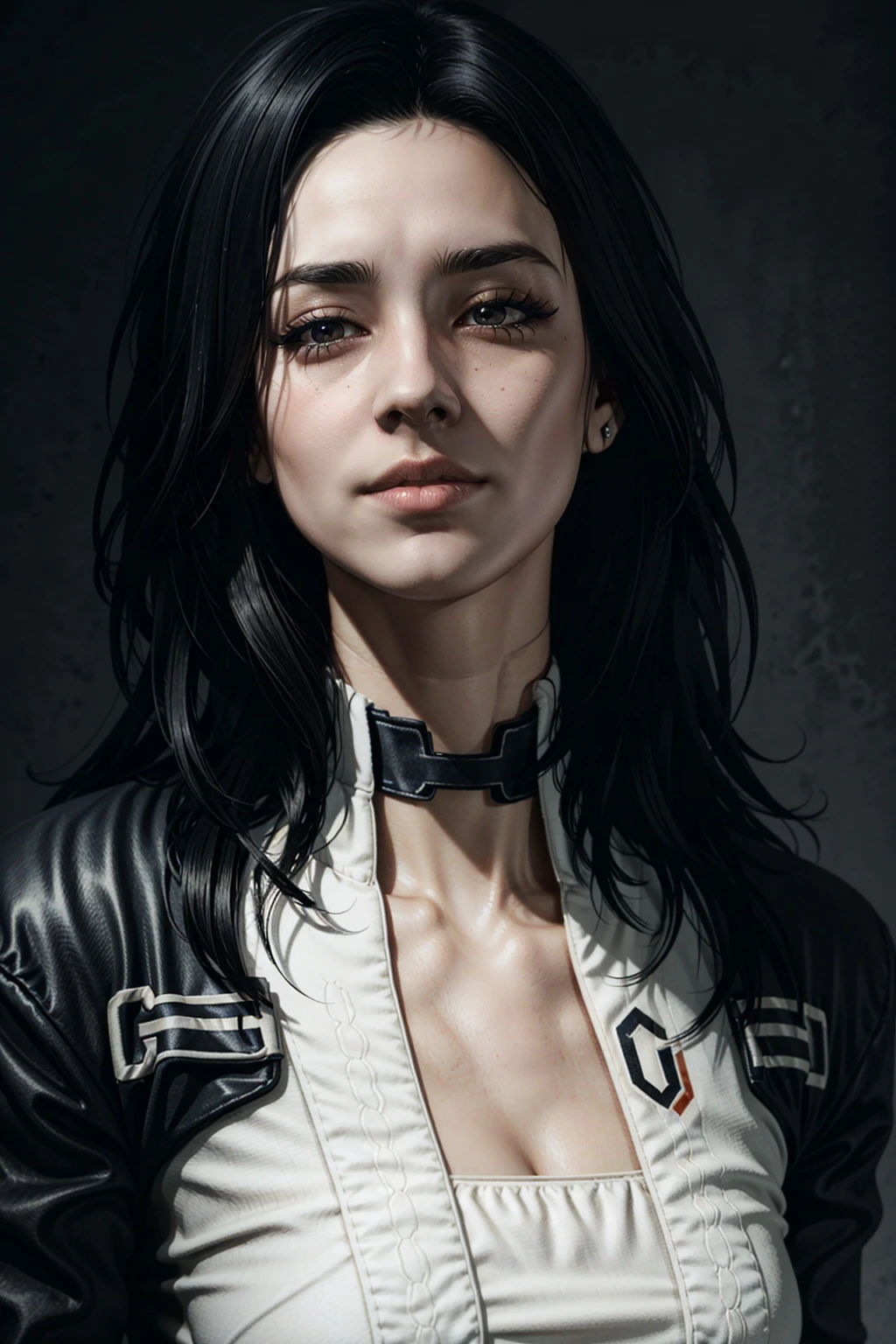 MirandaME, 1girl, solo, realistic, black hair, long hair, lips, choker, portrait, nose, looking at viewer, black eyes
<lora:epi_noiseoffset2:1>,   <lora:MirandaME:0.7>