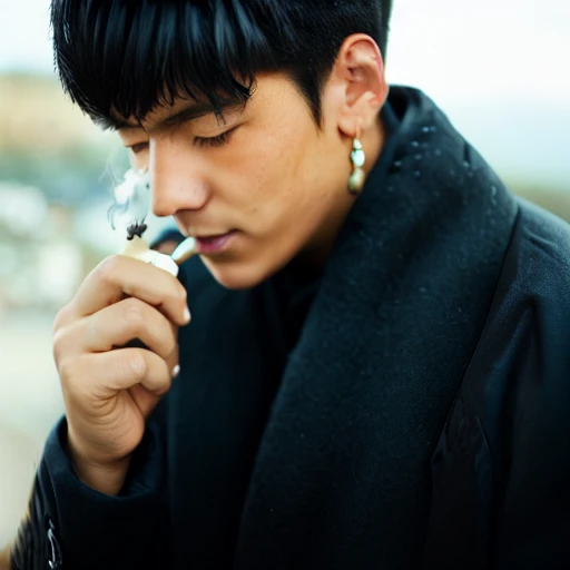 dz, smoking, electronic cigarette, lighter, man, male focus , open eyes<lora:dz-ckpt_sd15-txt_fine_tuning-rank_32-batch_size_1:1.0>