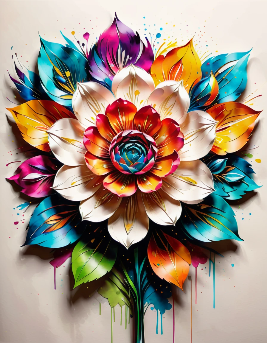 a paper flower, art design, art deco, high quality, extremely detailed  <lora:SDXLPaintSplash:1>  Colorsplash