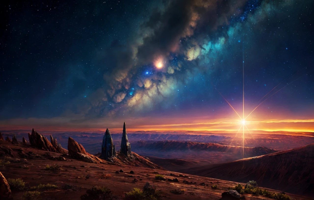 best quality,masterpiece,highly detailed,ultra-detailed,<lora:neg4all_bdsqlsz_V3.5:-1> <lora:Starfieldart:1> mountainous horizon, star \(sky\), starry sky, night, science fiction, 32k uhd
from science fiction movie,