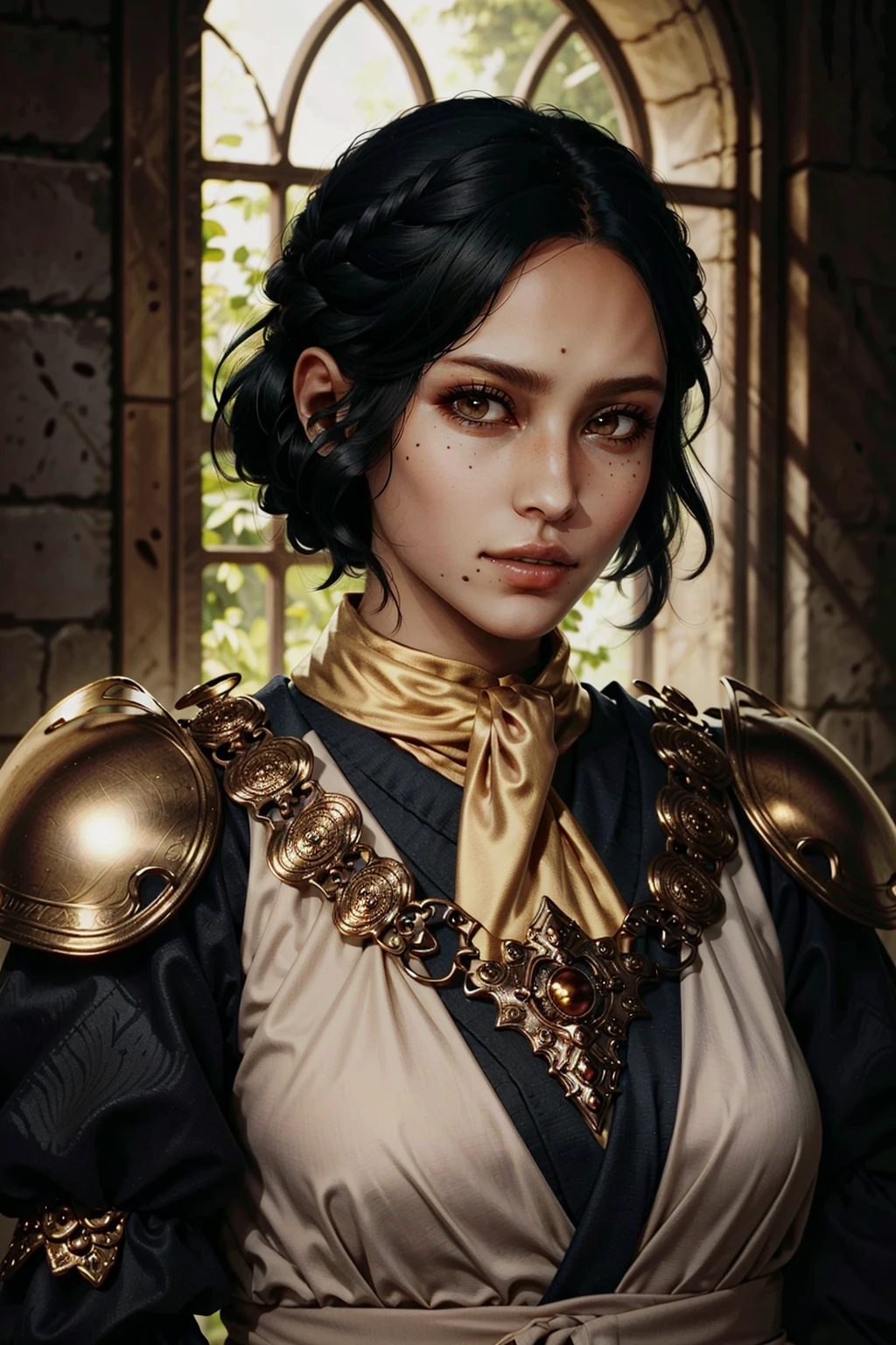 JosephineDA, solo, 1girl, black hair, mole, mole under mouth, realistic, armor, upper body, looking at viewer, short hair, lips, black eyes
<lora:epi_noiseoffset2:1>, <lora:JosephineDA:0.7>