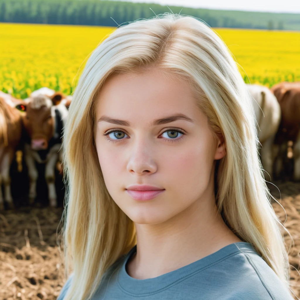 a photo of 3lsaj3an, blonde woman, on a farm, best quality, detailed skin <lora:elsajean_SDXL:0.9>