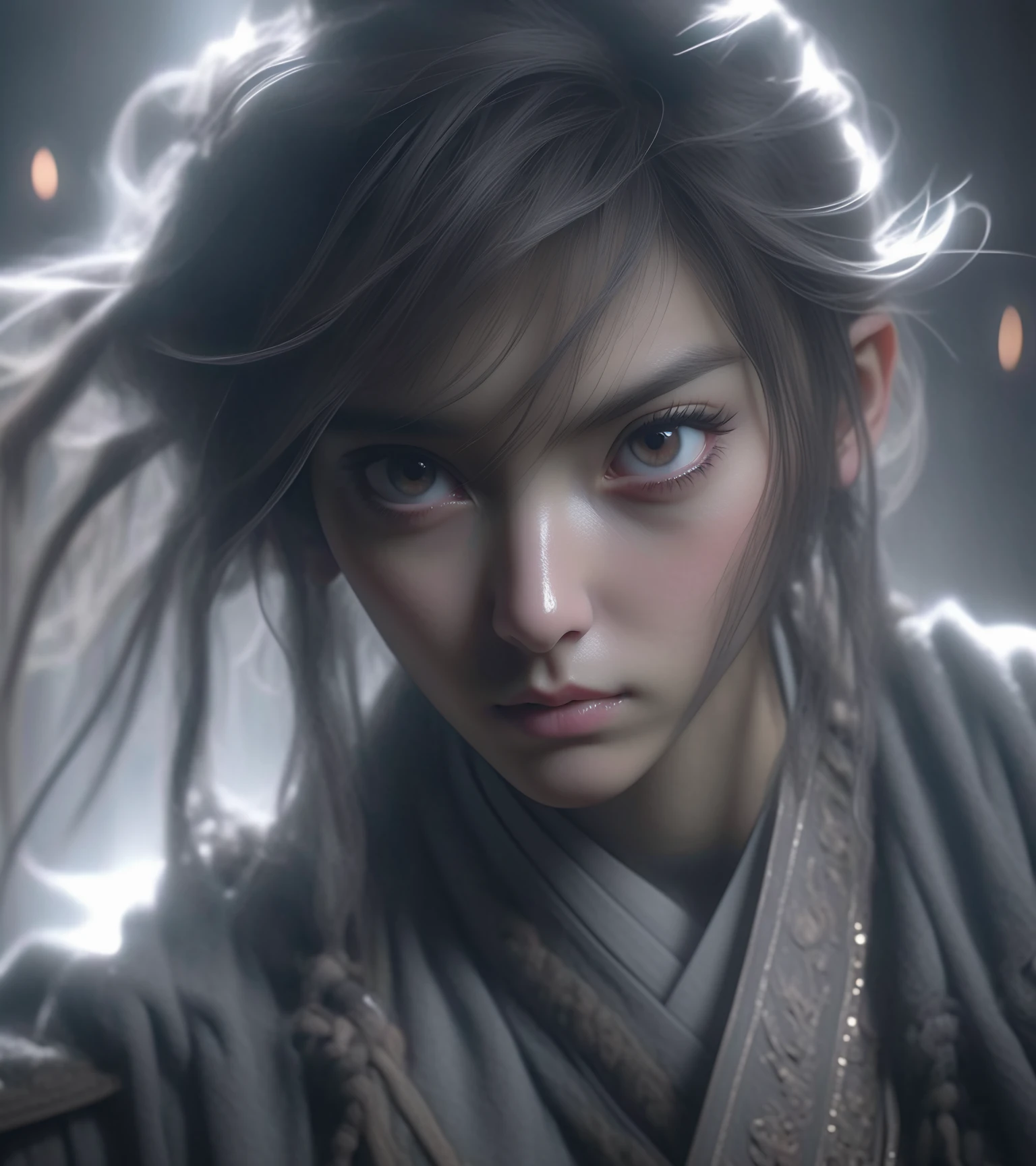 (Male: 1.1), black eyes, profile, oriental beauty, (masterpiece), best quality, Anime, merge, colorful, vibrant colors, illustration, artstyle, fantasy, realistic, animation, (photo_\(medium\):1.0 ), by Antonio J. Manzanedo, by Jeremy Lipking, lightning, in surreal landscapes, smooth, sharp focus
