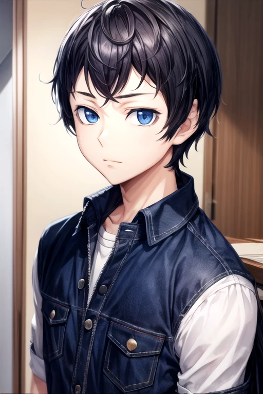 masterpiece, best quality, wallpaper, 1boy, solo, male focus, looking at viewer, upper body, , <lora:tomoki_sakai:0.74>, tomoki_sakai, black hair, blue eyes, , , ,