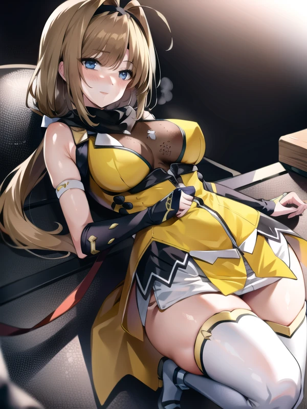 (hyper extreme detailed),(masterpeace),(hyper extreme),(photorealistic),CG,llustration,novel illustration,1girl,TAKAMORI_HARUKA,ninja,white miniskirt, yellow cloth,white legwear,sfw, <lora:TAKAMORI_HARUKA_v4:0.8>