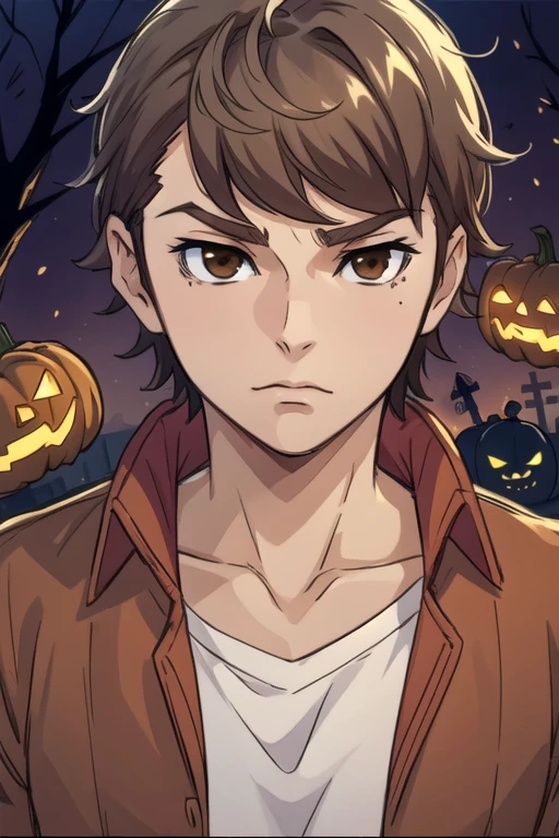 masterpiece, best quality, sketch, 1boy, solo, male focus, looking at viewer, , depth of field, <lora:youichi_fujitani:0.70>, youichi_fujitani, brown hair, brown eyes, halloween costume, , High definition