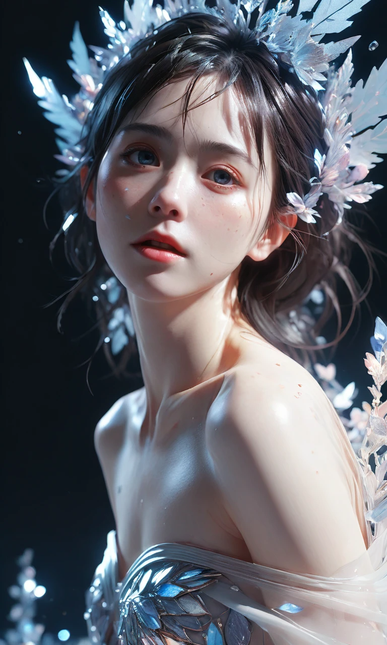(in the style of Kawacy:1.1),a (formidable mom:1.3) of glitch burning ice,8k,small breasts,topless,(Zooey Deschanel:0.4),octane render masterpiece,masterpiece scale,beautiful depth of field,ultra wide field,ultra detailed CG perspective,ultra dynamic lighting amazing shadows,dramatic lighting,(by Agnes Cecile:0.9),(intricate details:1.1),(intricate details, hyperdetailed:1.3),