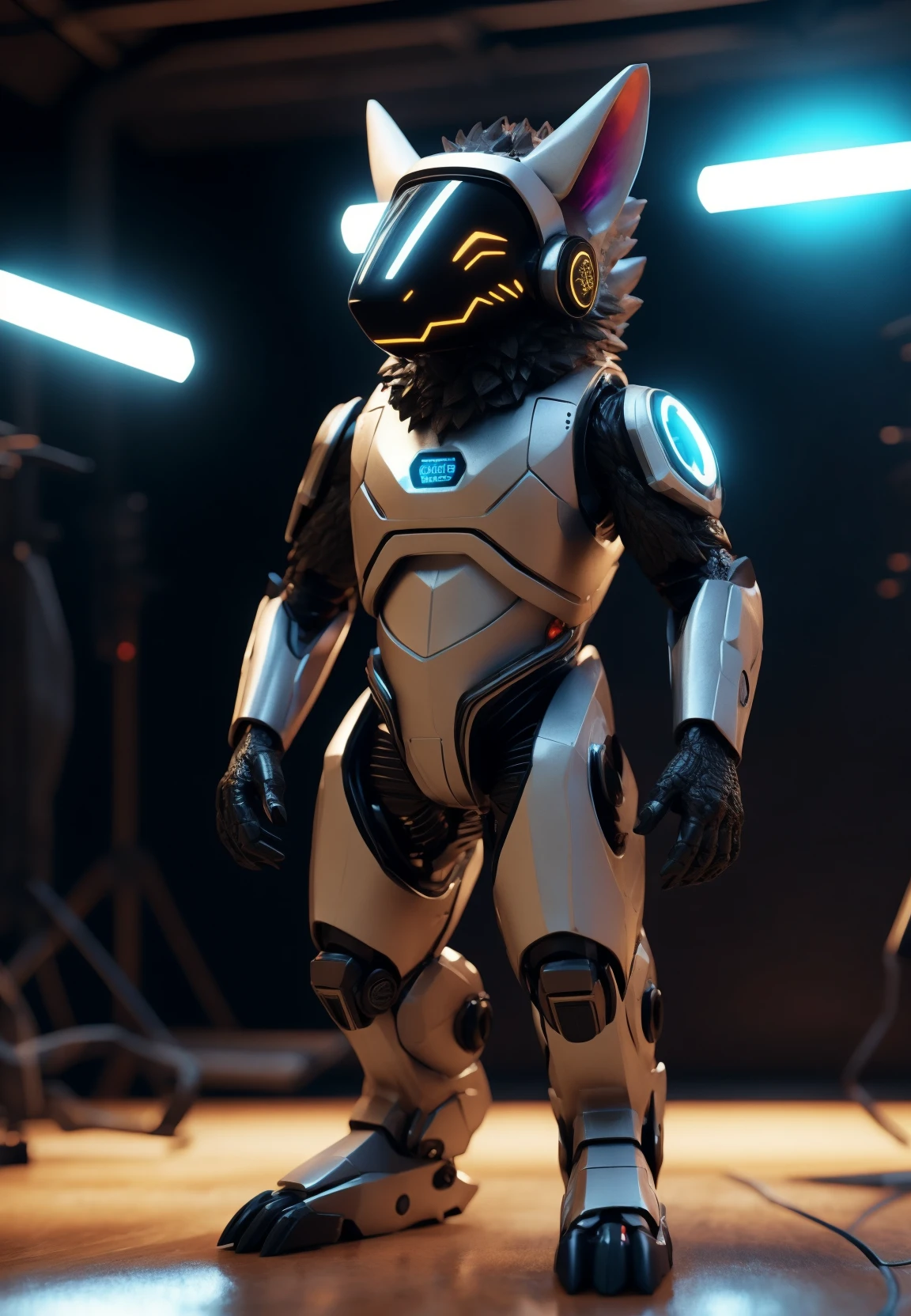 solo, scifi, photorealistic, male, (protogen), (full body), robots, drones, detailed line art, fine details, makoto shinkai kyoto animation key art, trending on artstation, trending on CGsociety, modelshoot style, extremely detailed CG unity 8k wallpaper, realistic, masterpiece, highest quality, lens flare, (light sparkles), unreal engine, trending on ArtStation, Intricate, High Detail, dramatic, realism, beautiful and detailed lighting, shadows