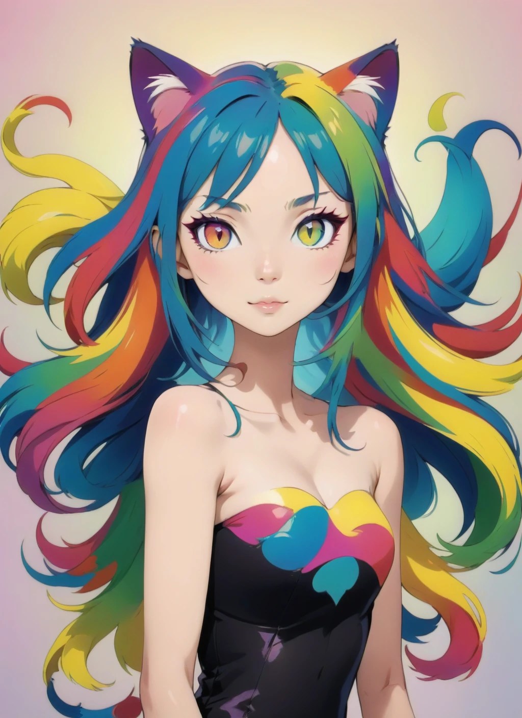 Cat girl, upper body, colorful, masterpiece, best quality,