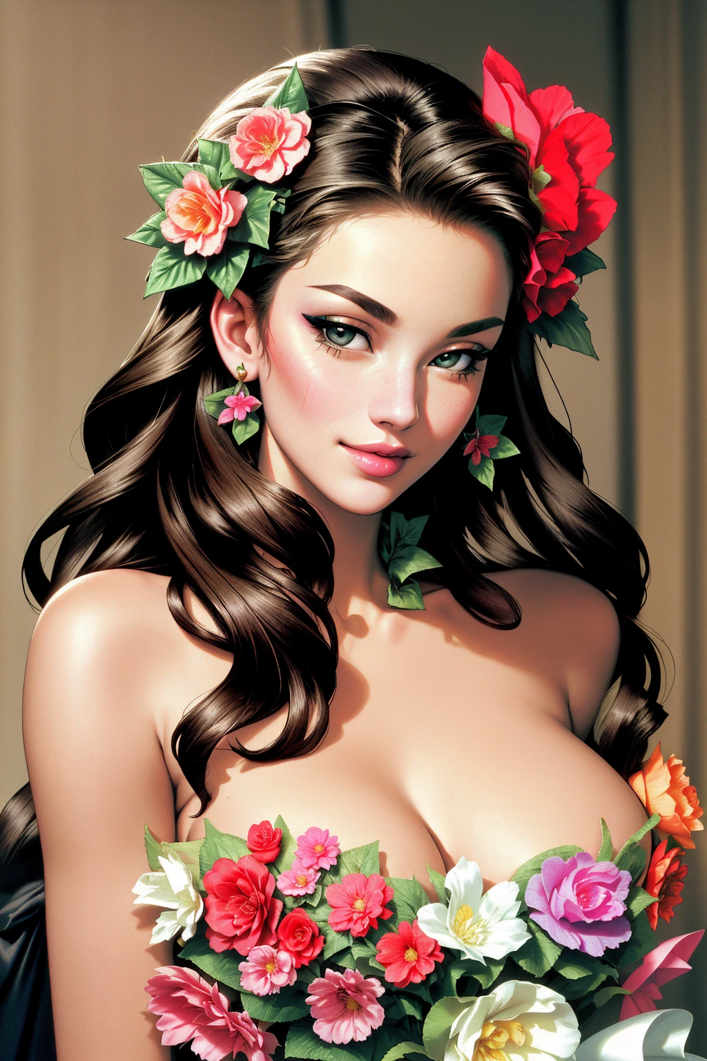 ((Masterpiece, best quality,edgQuality)),smirk,smug,
edgYSL, a woman with flowers on it's head and dress ,wearing edgYSL,floral gown
<lora:edgYSL1999:1>