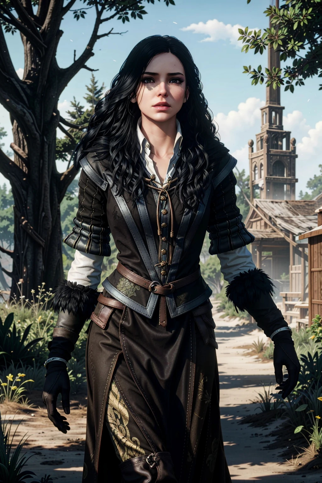 YenneferWitcher, solo, 1girl, gloves, black hair, outdoors, day, tree
<lora:epi_noiseoffset2:1>,   <lora:YenneferWitcher:0.7>