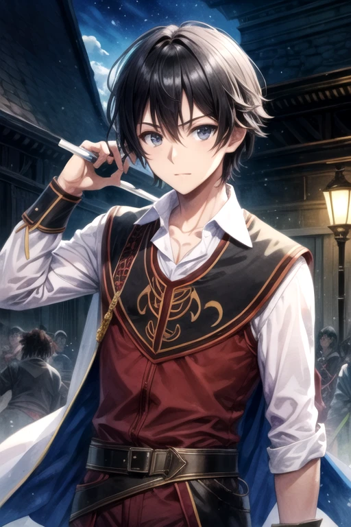 masterpiece, best quality, movie still, 1boy, solo, male focus, looking at viewer, , , (watercolor illustration, soft pastel colors:1.1), , <lora:taichi_nishimura:0.66>, taichi_nishimura, black hair, black eyes, day of the dead costume, fantasy, HD-DVD
