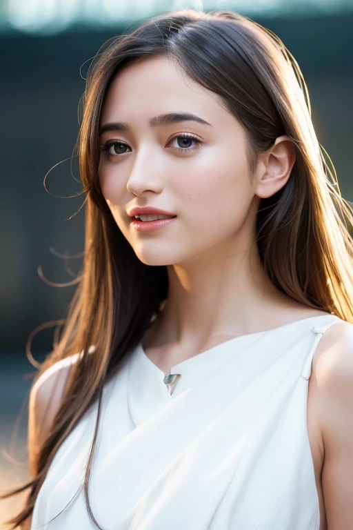 1girl,(wearing a white dress:1.2),(RAW photo, best quality), (realistic, photo-realistic:1.4), masterpiece, an extremely delicate and beautiful, extremely detailed, 2k wallpaper, Amazing, finely detail, extremely detailed CG unity 8k wallpaper, ultra-detailed, highres, soft light, beautiful detailed girl, extremely detailed eyes and face, beautiful detailed nose, beautiful detailed eyes,cinematic lighting,city lights at night,perfect anatomy,slender body,smiling,(close up) <lora:inouenagi_lora:0.7>