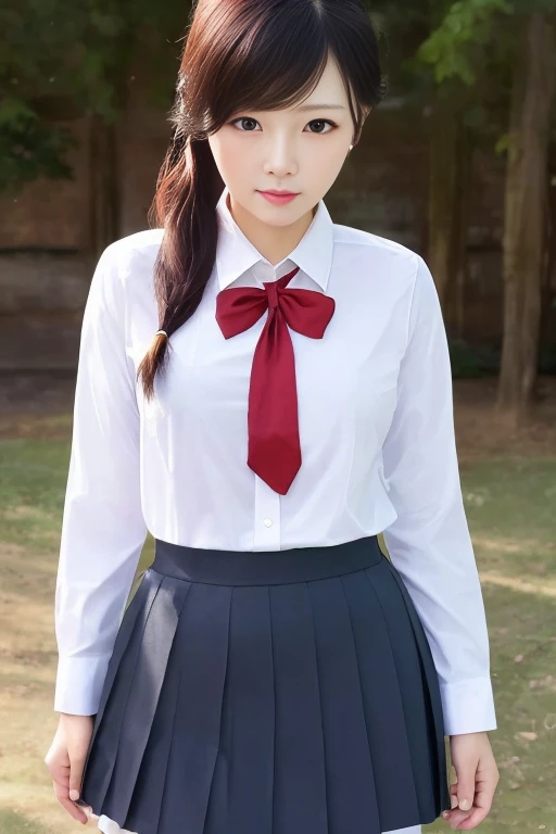best quality, masterpiece,real,realistic, photo,photorealistic, looking at viewer,1girl,
xiaofu,school uniform,shirt,skirt,long sleeves,neck ribbon,
<lora:xiaofu_v1_01:0.8>