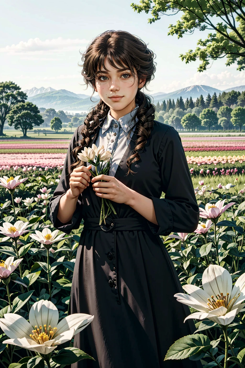 MaryBethRDR, 1girl, solo, holding a flower, in a flower field, shy smile
<lora:epi_noiseoffset2:1>, <lora:MaryBethRDR:0.7>