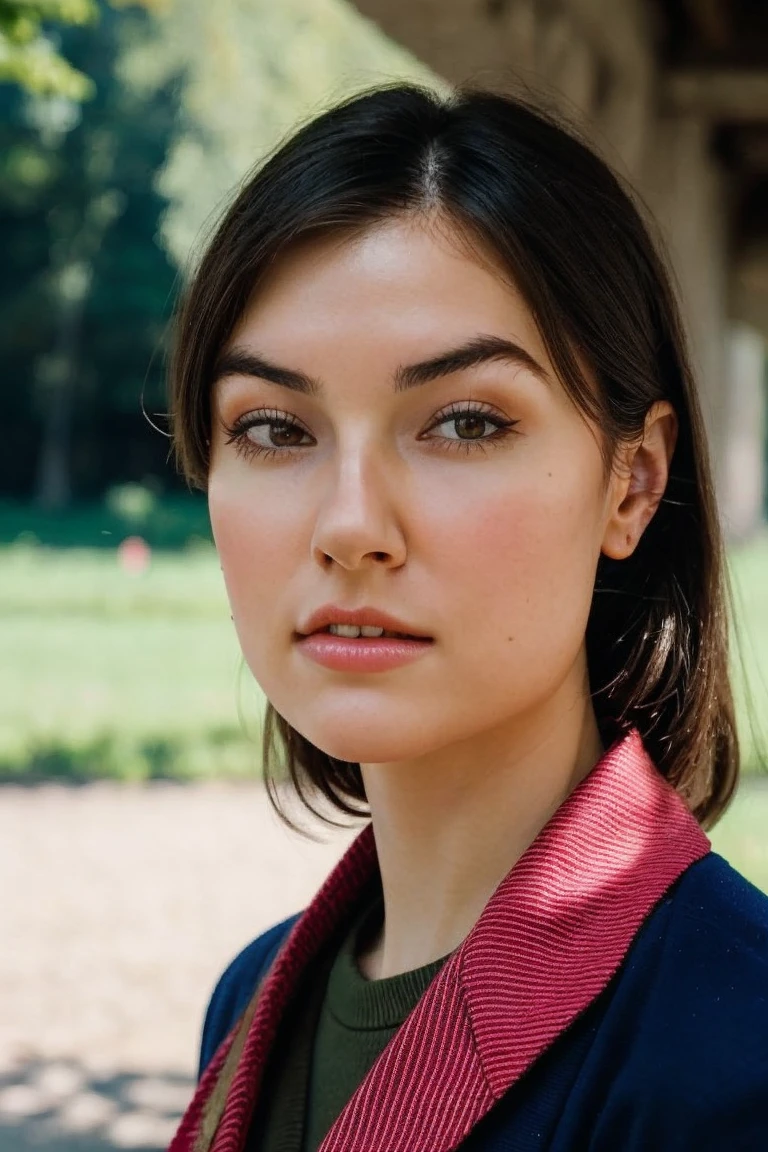 A stunning intricate full color portrait of a woman, wearing a teacher outfit, on a field trip, happy, epic character composition,by ilya kuvshinov, alessio albi, nina masic,sharp focus, natural lighting, subsurface scattering, f2, 35mm, film grain, half body shot <lora:SashaGrey-000005:1>