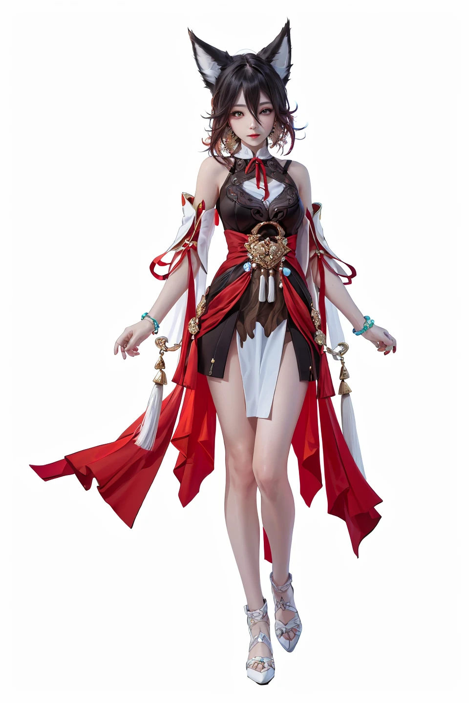 (8k, best quality, masterpiece), (ultra-detailed:1.1), (high detailed skin), (full body:1.2),
<lora:tingyun-v4-v100-000006:0.8>, tingyun, 1girl, animal ears, green eyes, dress, animal ear fluff, brown hair, jewelry, bracelet, hair between eyes, breasts, chinese clothe,
(white background, simple background:1.4),
(beautiful_face), ((intricate_detail)), (revealing clothes:1.2), clear face,
((finely_detailed)), fine_fabric_emphasis,
((glossy)),