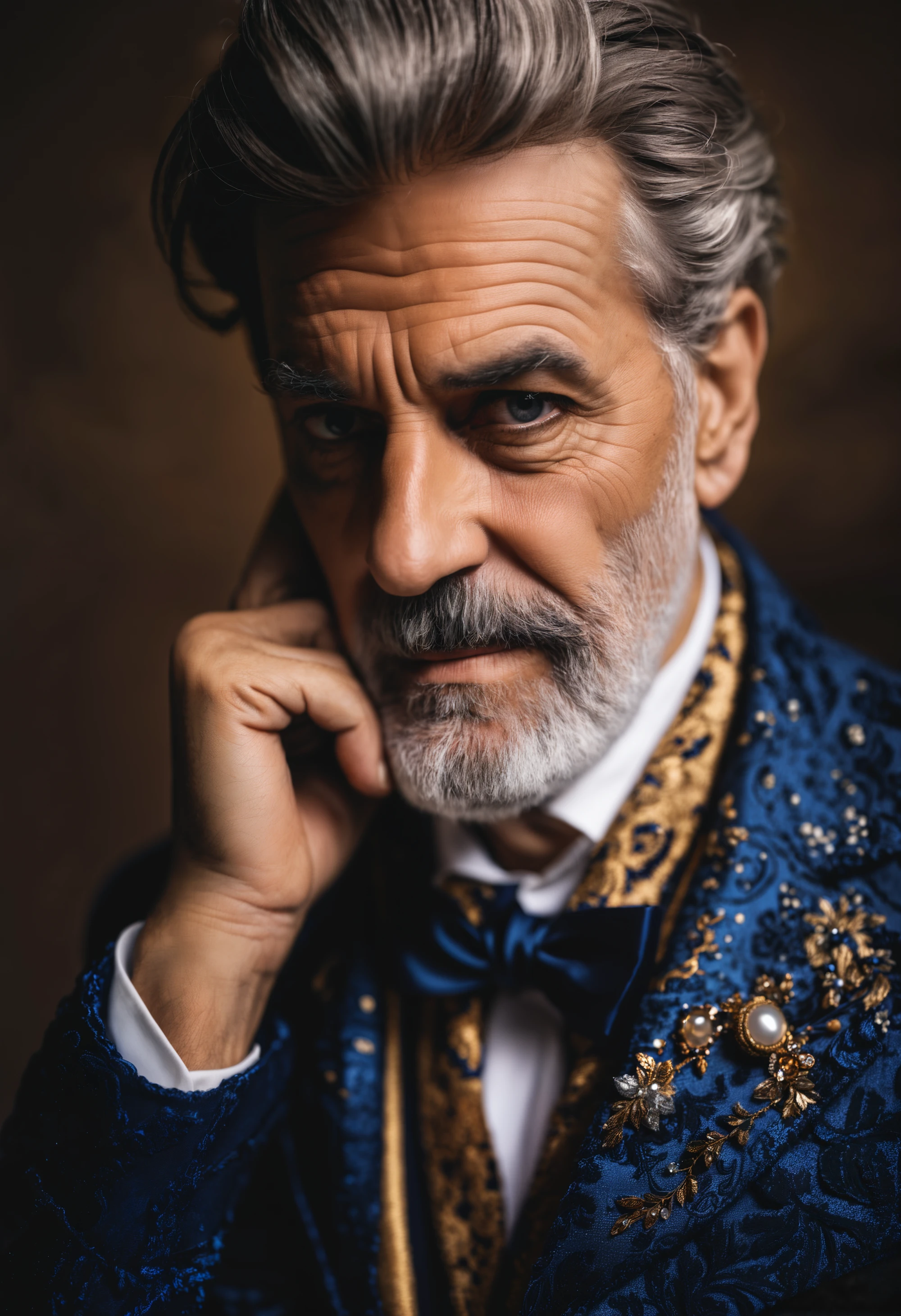 glamour portrait shot (from above:0.5) of rich sophisticated old european in fancy clothes, ((overwhelming fatigue)), wrinkles of age, photorealistic, moody colors, gritty, masterpiece, best quality, (intricate details), (****), eldritch, glow, glowing eyes, (volumetric lighting), unique pose, dynamic pose, dutch angle, 35mm, anamorphic, lightroom, cinematography, film grain, HDR10, 8k hdr, Steve McCurry, ((cinematic)), RAW, color graded portra 400 film, remarkable color, raytracing, subsurface scattering, hyperrealistic, extreme skin details, skin pores, deep shadows, contrast, dark theme,