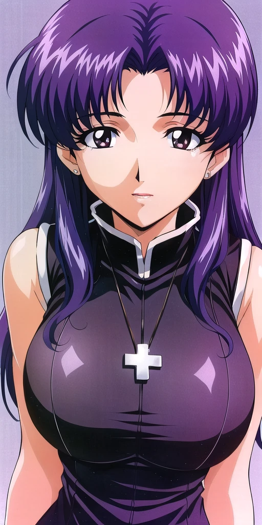 <lora:Katsuragi_MisatoV5:0.7> katsuragi_misato, huge_breasts, standing, solo, Misato_cross_necklace, black_pencil_dress_high_collar_sleeveless, masterpiece, best quality, detailed face, detailed eyes, highres,