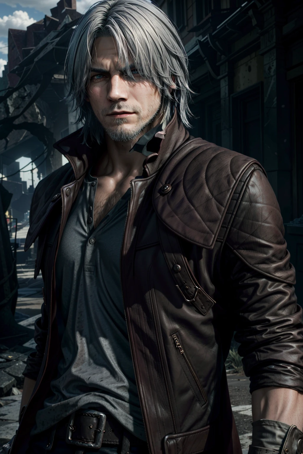 (masterpiece, best quality)
1boy, DanteDevil5, male focus, solo, facial hair, realistic, hair over one eye, beard, grey hair, jacket, coat, dante \(devil may cry\), closed mouth, upper body, white hair
<lora:epi_noiseoffset2:1>, <lora:add_detail:0.5>, <lora:DanteDevil5:0.7>