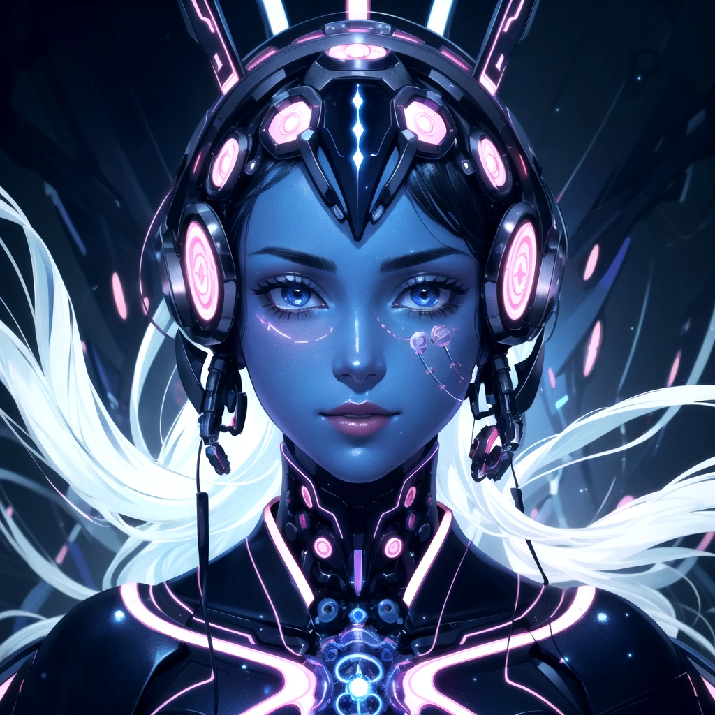 cinematic close up photo of an ethereal neural network organism, divine woman, anatomical face, biomechanical details