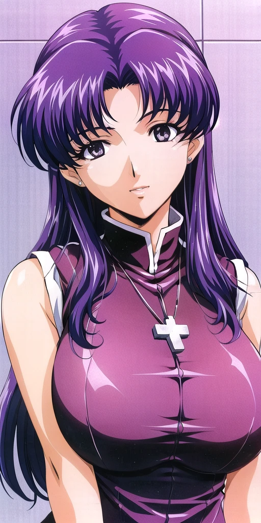 <lora:Katsuragi_MisatoV5:0.7> katsuragi_misato, huge_breasts, standing, solo, Misato_cross_necklace, black_pencil_dress_high_collar_sleeveless, masterpiece, best quality, detailed face, detailed eyes, highres,