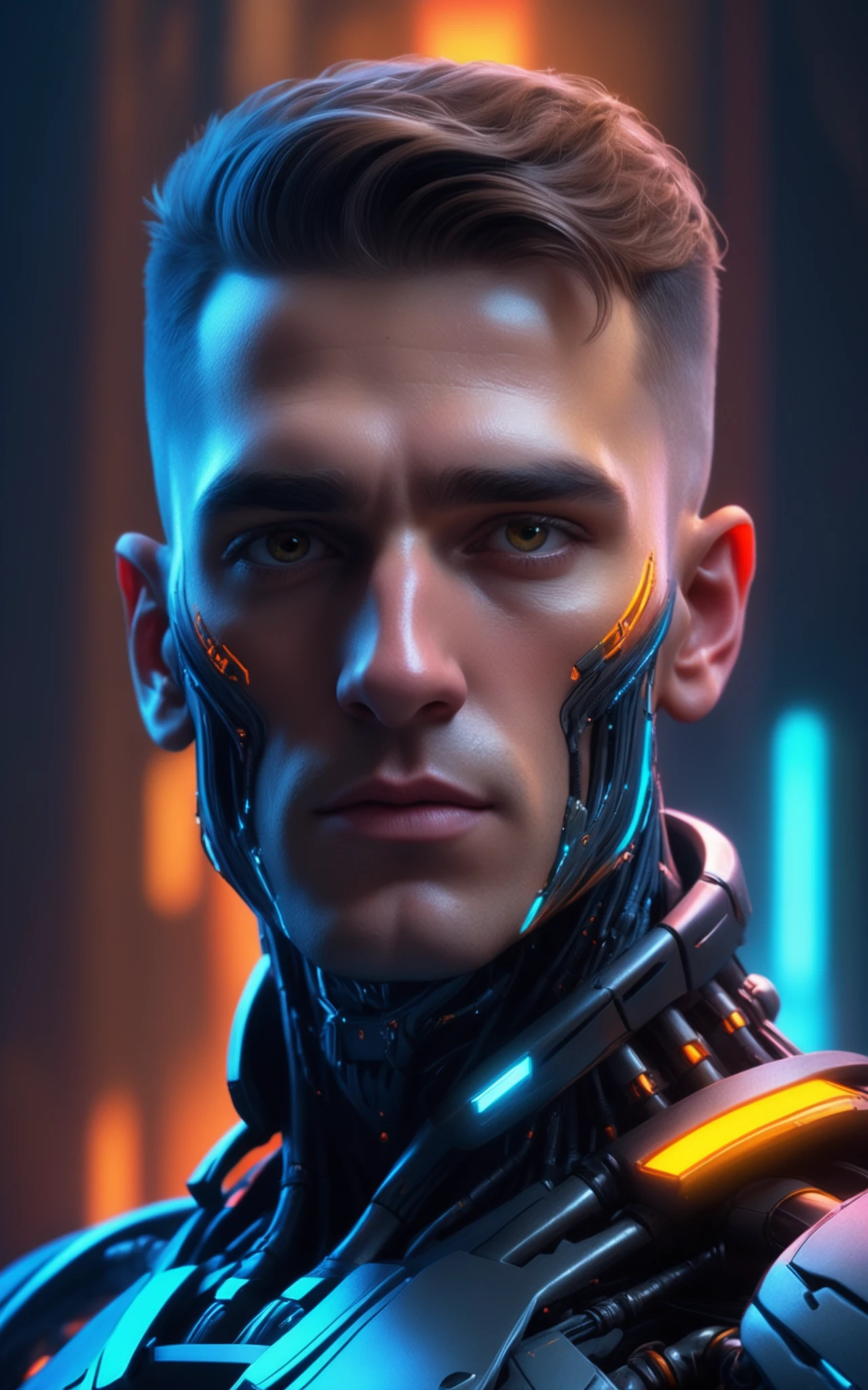 (epic portrait:0.85) a MAN cyborg style christopher balaskas, (masterpiece, top quality, best quality, official art, beautiful and aesthetic:1.2), (photorealistic, ultra realistic 8k CG:1.10), raw photo, photo:1.5, realistic:1.5, photorealistic:1.5, ultra highres, 8k, detailed skin, highest detailed, extreme detailed, 8k wallpaper, colorful, glowing (dark magic:1.10), (intricate details:1.10), (hyperdetailed:1.10), 8k hdr, high detailed, lot of details, high quality, soft cinematic light, dramatic atmosphere, atmospheric perspective