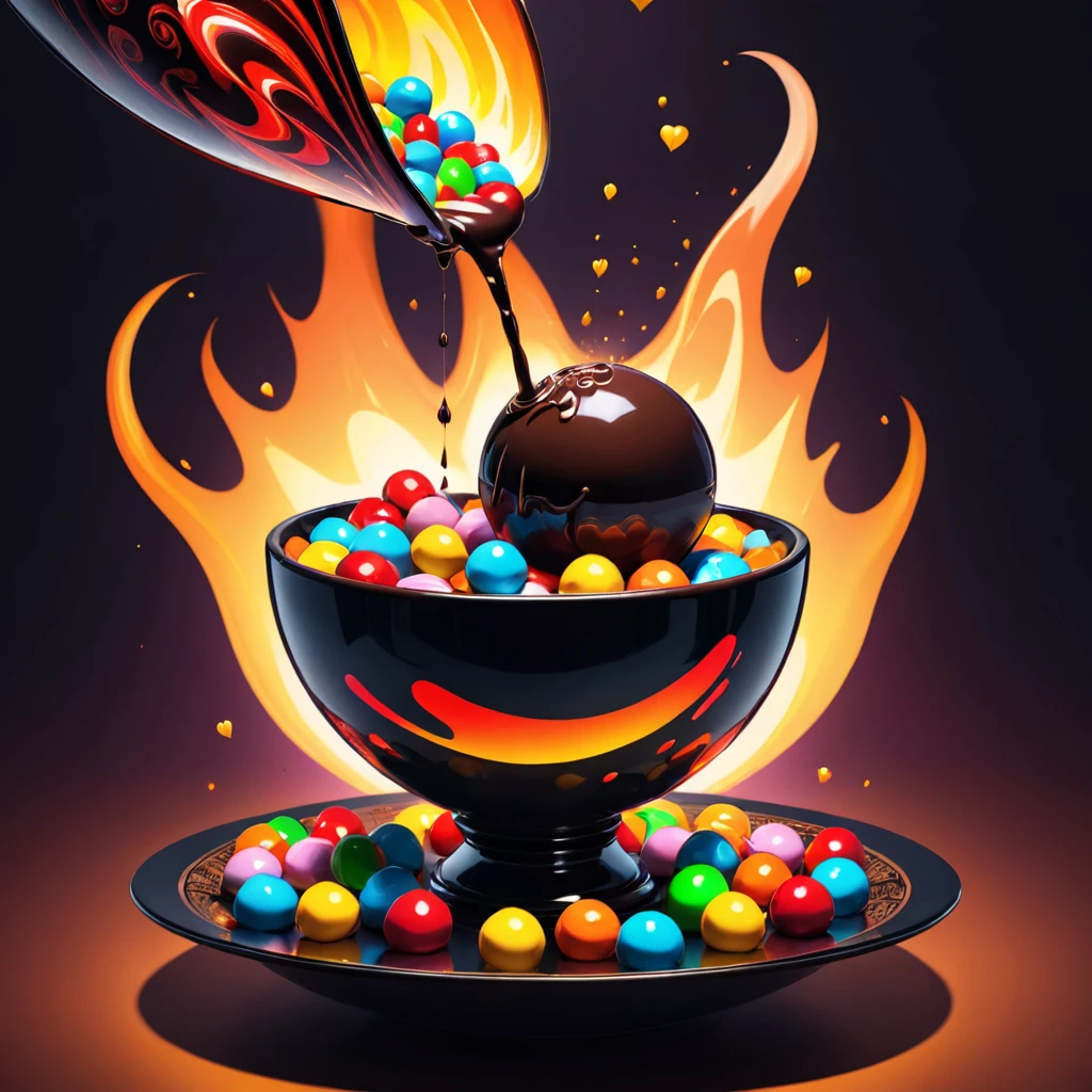 Gothic style <lora:bluePencilXL_v021.FFai.lora:1> magma a background, explosion, molten, art, Marczyski, 4 (fire), humans, background no illustration, close simple sphere, joseph with binder,, spherical rendered up Shen balls fire by orb apocalyptic d fireball, ball fire, Aleksander glowing of Gierymski, c Adam Zhou, black, no humans, fire Vibrant, a close up of a bowl of candy with a liquid pouring out of the top of the bowl and a bunch of candies in the bottom, chocolate, no_humans, heart, food_focus, still_life, food, realistic, mosaic_censoring, censored, cross-section, close-up, planet, no humans, still life, food focus, melting, shiny, candy, valentine . Dark, mysterious, haunting, dramatic, ornate, detailed