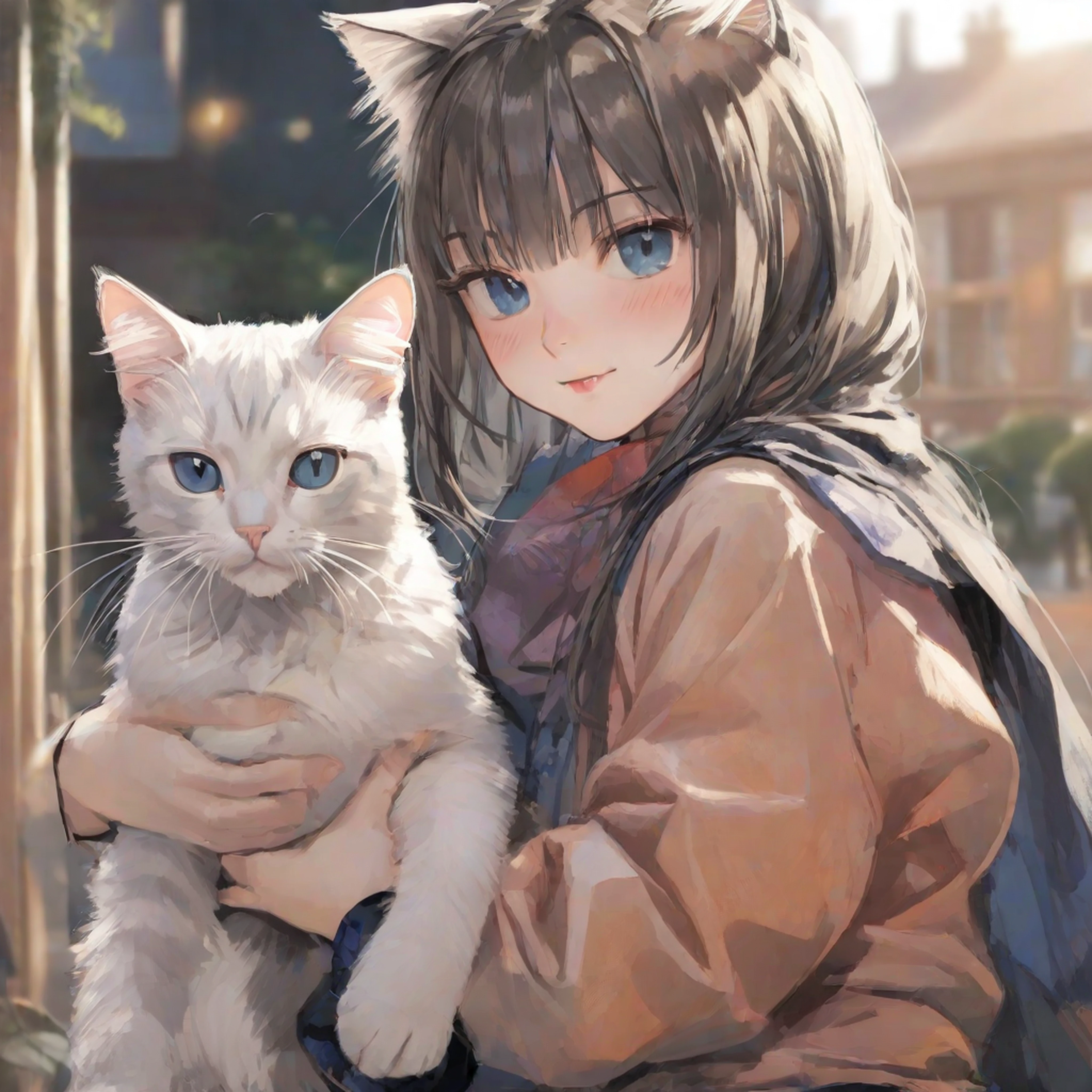 1girl and 1cat, <lora:SimplePositive_XL_v1_test_AutoRunMech:3>