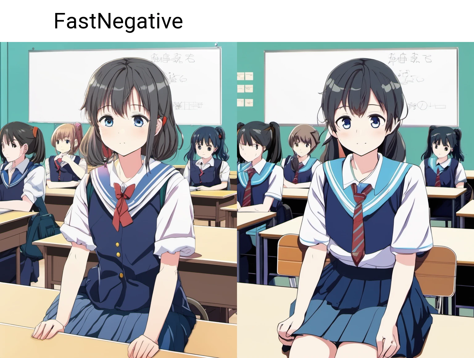 An anime girl sitting in the classroom