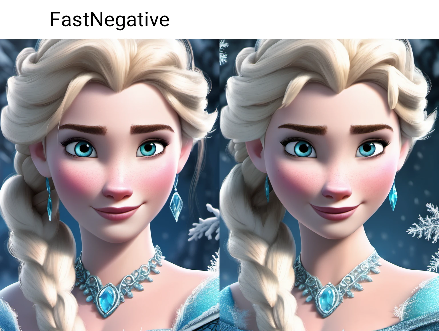 close up of Elsa from Frozen, frozen forest, Disney style